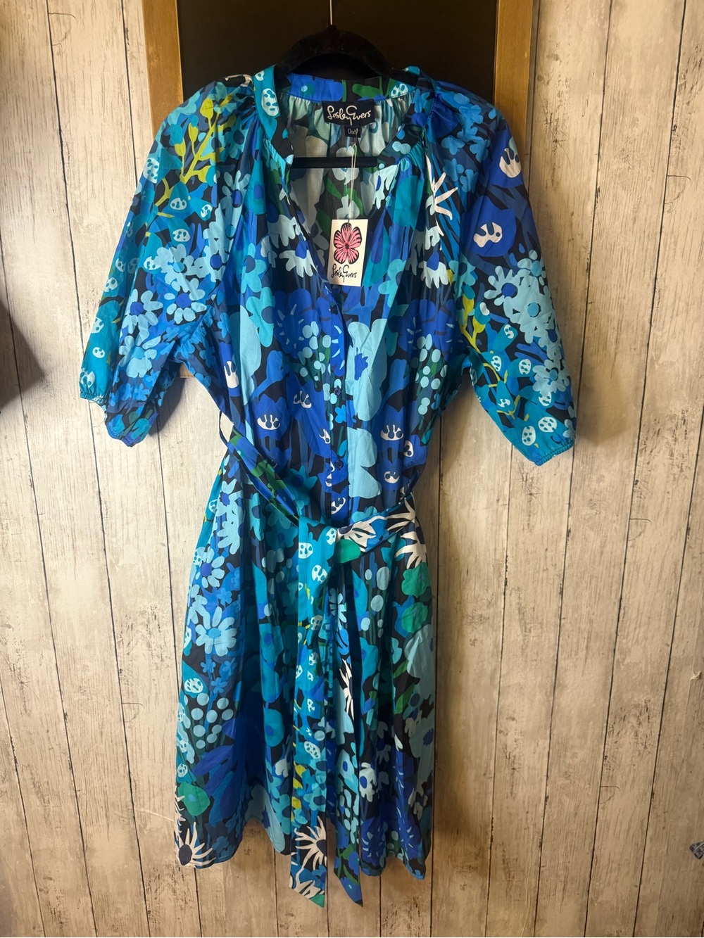 New Lesley Evers Harriett Blue Dress Garden Party Floral Womens One X NWT